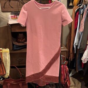 Vintage Dusty Rose Fringe Dress